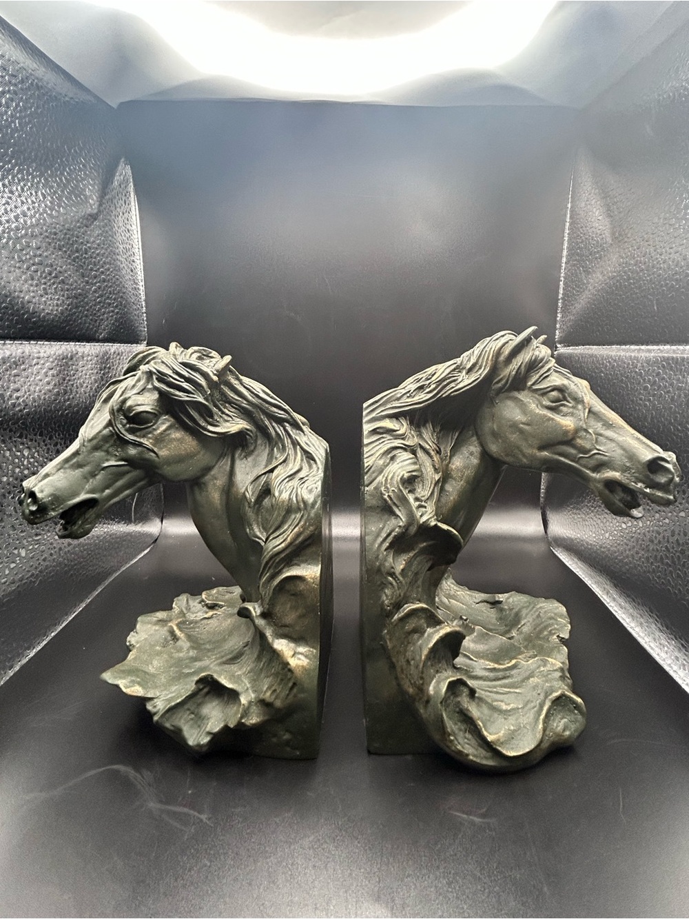 Vintage Horse Head Bookends Heavy Resin Gray 6” Tall Home Library Decor